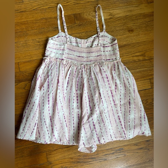 Free People Ocean Ave Pink & Ivory Linen Romper Size Small - Picture 4 of 7